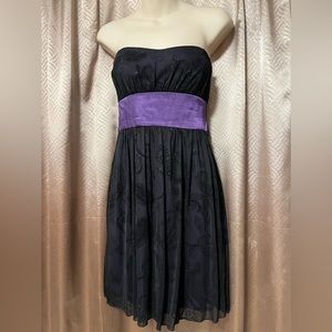 Black Sparkly Dress with Purple Satin Belt